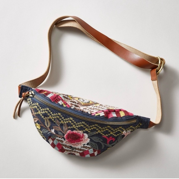 Johnny Was Handbags - NWOT Johnny Was Celeste floral Embroidered Belt Bag